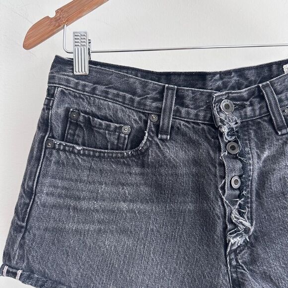 Rag & Bone Jean Shorts Womens 27 Black Mid Rise Exposed Button Fly Festival - Picture 6 of 15